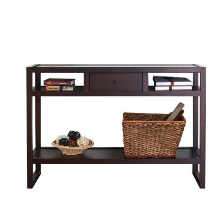 中央には黒い丸い取っ手が付いた引き出しがあり、引き出しの両側に均等に80cmのスペースが確保されています。